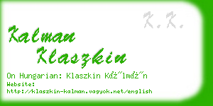 kalman klaszkin business card